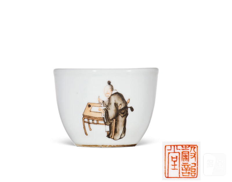 清乾隆  粉彩“饮中八仙之张旭”人物诗文
卧足杯